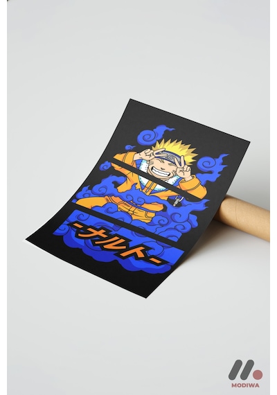 Naruto Mavi Anime Poster, Çerçevesiz Yüksek Kalite Duvar Afişi - Anime Severlere Özel Hediye