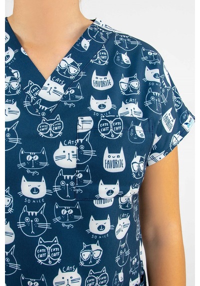 Unisex Lacivert Kedili Doktor Hemşire Hastane Üst Forma Greys Lacivert Beyaz Lacivert Beyaz