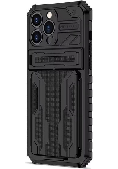 Teleplus Apple Uyumlu iPhone 12 Pro Max Kılıf Kamera Korumalı Standlı Kartlıklı Armor Grade Kapak