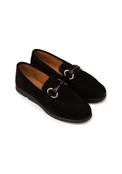 Deery Kadın Hakiki Süet Siyah Toka Detaylı Loafer - K5300zsyhc01
