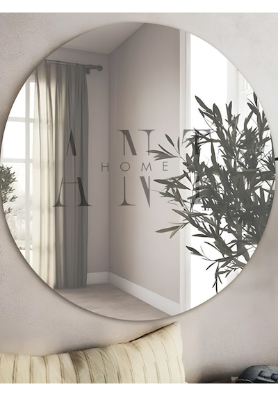 80cm Yuvarlak Ayna Dekoratif Ayna, Konsol Aynası, Hol Aynası, Dresuar Aynası 80 X 80 Gri Krom Gri - Krom