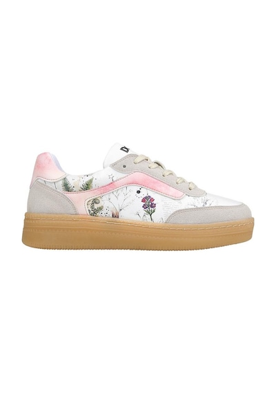 Kadın Vegan Deri Beyaz Sneakers - Botanical Notes Tasarım Çok Renkli