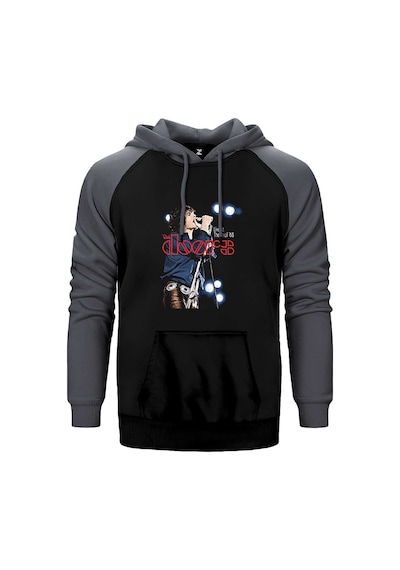 The Doors İn Concert Konser Gri Renk Reglan Kol Kapşonlu Sweatshirt Gri