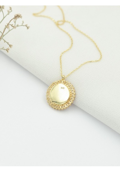 Brezza Lusso Jewelry Mercan Taşlı Kırmızı Baget Gümüş Kolye Altın Kaplama 45 CM