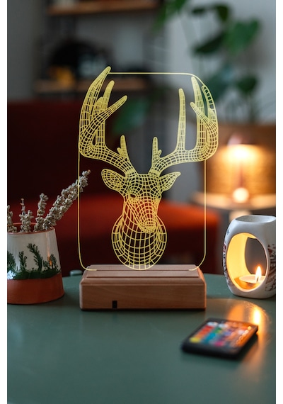 Özel Tasarım Geyik 3D Led Lamba