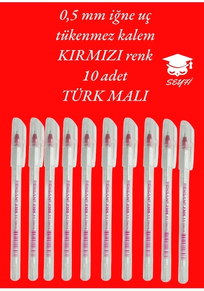 0.5 Mm Iğne Uç Siyah Tükenmez Kalem 10 Adet Yeni Seri Yeni Üretim Türk Malı Pensan 2305 Siyah Siyah