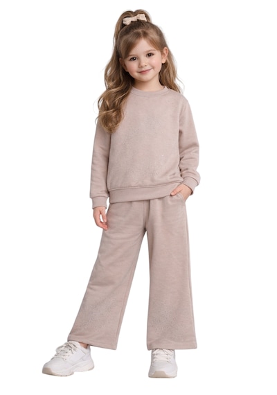 Irem Kız Çocuk Üzeri Full Taş Detaylı Bol Paça Pantolon Modelli Pudra Renk İkili Takım Pudra Irem Kız Çocuk Üzeri Full Taş Detaylı Bol Paça Pantolon Modelli Pudra Renk İkili Takım Pudra