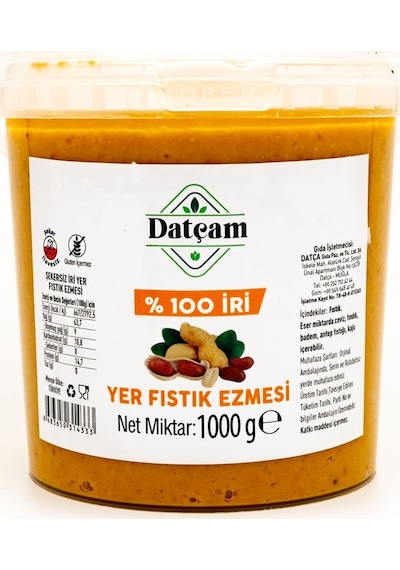 % 100 İri Yer Fıstığı Ezmesi Şekersiz 1kg