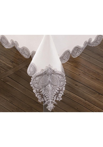 Verna Masa Örtüsü 160X260 Cm 26 Parça Krem Silver