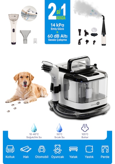 Livenzi SY-F01A Halı ve Koltuk Yıkama & Buharlı Temizlik Makinesi 2'si 1 Arada
