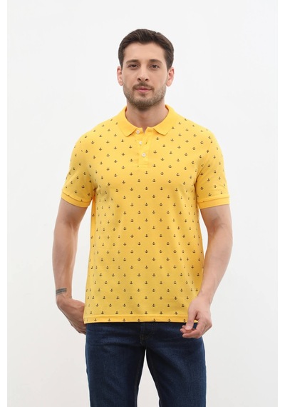 Erkek Polo Yaka Çapa Desenli Pamuk Tişört 001