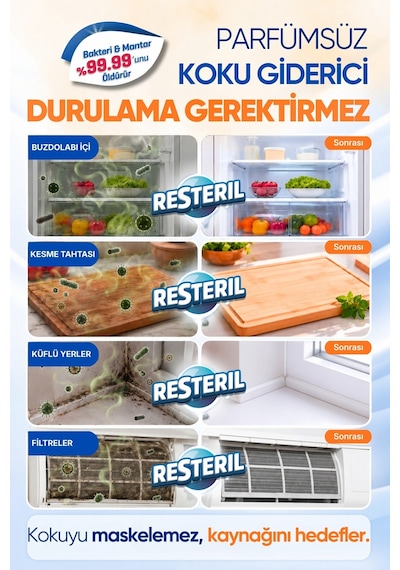 Resteril Banyo Küf Temizleyici Hipokloröz Asit Alet Dezenfektanı Hijyen Spreyi Küf Önleyici Dezenfektan 5 L