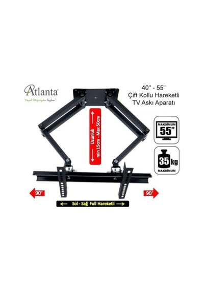 Atlanta 40'' 55'' Çift Kollu Hareketli Tv Askı Aparatı