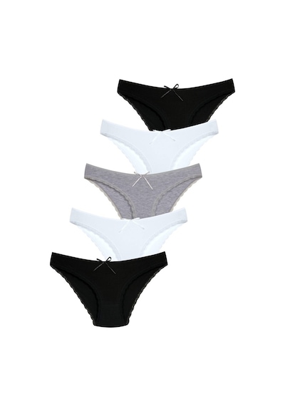 New Lilla 1101 Bikini Kadın T. Dantelli Külot Paketi (555344023) Beyaz - Gri - Siyah