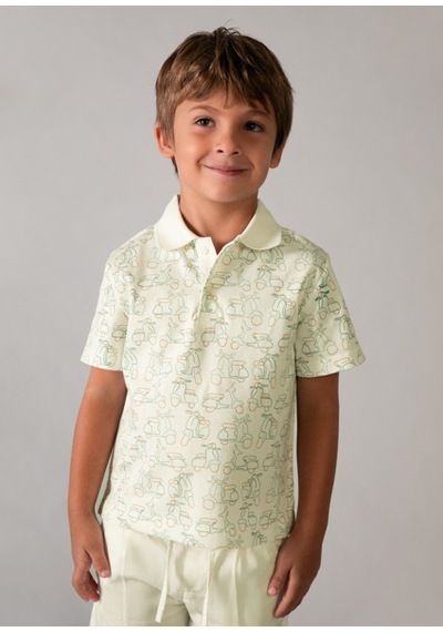 Mayoral Erkek Çocuk Desenli Polo T-shirt Yeşil - 03104