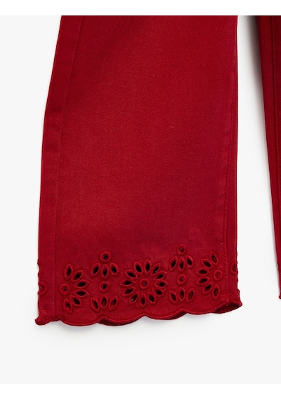 Koton Beli Ayarlanabilir Lastikli Cep Detaylı Pamuklu Gabardin Brode Detaylı Geniş Paça Pantolon Bordo 7wmg40018aw Koton Beli Ayarlanabilir Lastikli Cep Detaylı Pamuklu Gabardin Brode Detaylı Geniş Paça Pantolon Bordo 7wmg40018aw