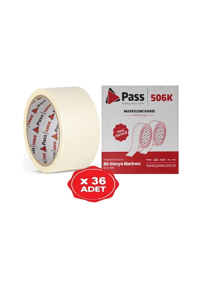 Pass Maskeleme Bandı Kağıt Bant 48 Mm X 20 Yrd 36 Adet