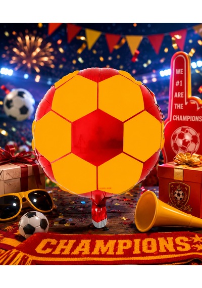 Sarı Kırmızı Futbol Topu Folyo Balon 18 İnç 45 Cm Taraftar Parti Süsü Gs Çok Renkli
