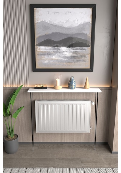 Violet Minimalist Metal Ayaklı Dar Dresuar Dekoratif Petek Üstü Dresuar 90 Cm Beyaz