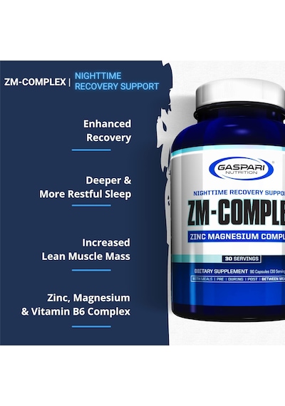 Gaspari Nutrition Zma Complex: Nighttime Muscle Recovery Zinc, Magnesium, Vitamin B6 90 Caps