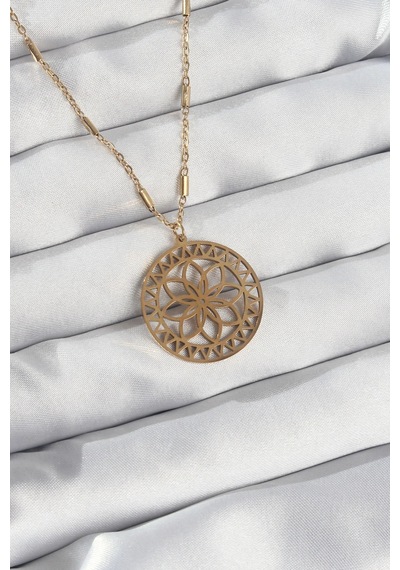 Buğz 316l Çelik Zincir Gold Renk Lotus Model Kolye Diğer
