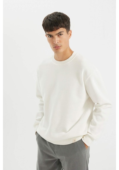 DeFacto Oversize Geniş Kalıp Bisiklet Yaka Kalın Basic Düz Sweatshirt T5139AZ24AUWT32