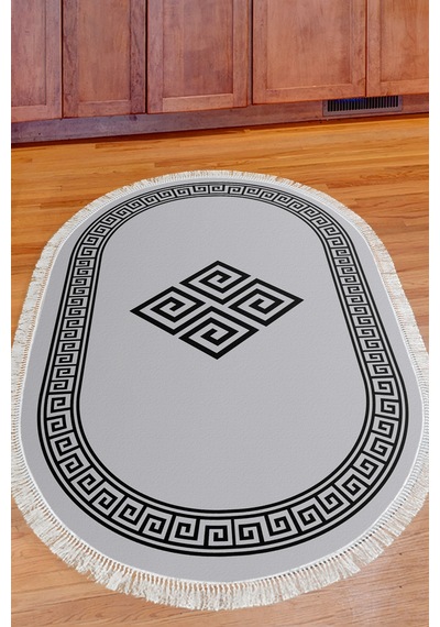 Eko Trend Djt Halı Yıkanabilir Kaymaz Taban 656m Oval Modern gri