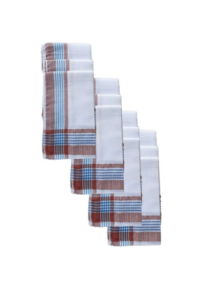 Elif Mira 12 Li El Cep Yaka Kumaş Mendil 30x30 Cm 100 Pamuklu Şah Mavi