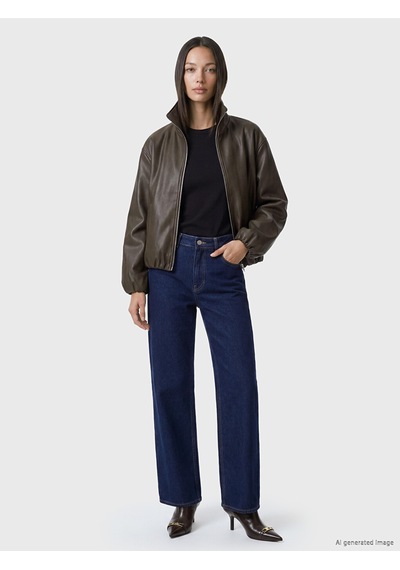 Lcw Everyday Kahverengi Oversize Kadın Bomber Deri Görünümlü Ceket