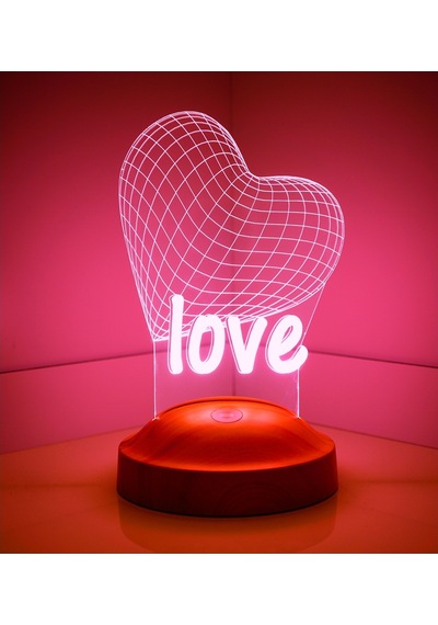 3D Led Lamba 3 Boyutlu 14 Şubat Love Özel Hediye Gecelambası Çok Renkli