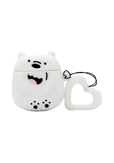 E2m Apple Uyumlu AirPods 1-2 Kılıf Bare Bear Beyaz