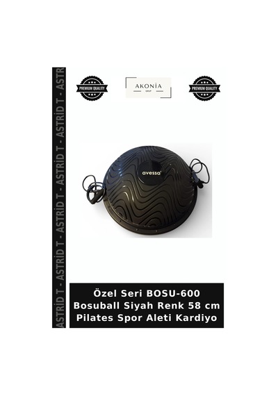 Özel Seri Bosu-600 Bosuball Siyah Renk 58 Cm Pilates Spor Aleti Kardiyo