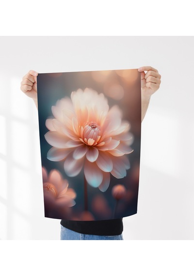 Çerçevesiz Poster, Dijital Baskı, Pembe Yıldız Çiçeği, Çiçekli, Modern , Soyut , Minimalist Poster