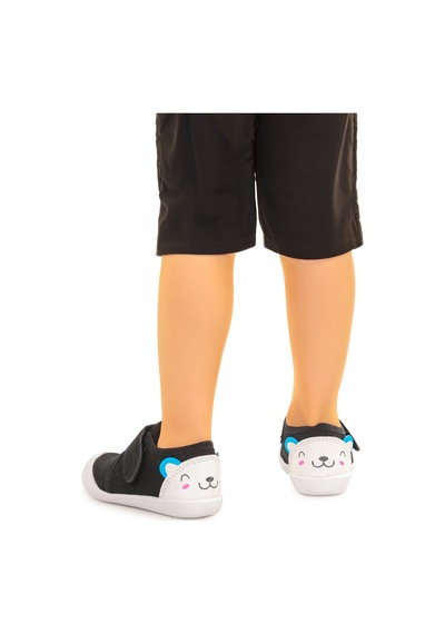 Kiko Kids Catly Cırtlı Erkek Bebek İlk Adım Panduf Ayakkabı Siyah