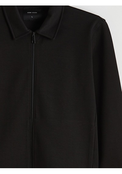 Lcw Vision Siyah Polo Yaka Erkek Fermuarlı Sweatshirt