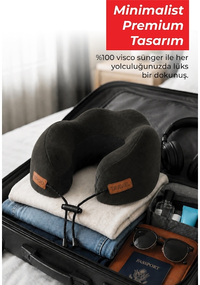Viscofoam Cosy Ortopedik Seyahat Yastığı Visco Boyun Destekli Seyahat Yastığı - Siyah | Ergo Travel