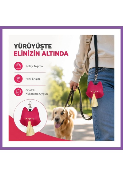 Bezos Kedi Köpek Dışkı Poşeti Taşıma Çantası Asorti Renk - Evcil Hayvan Tuvalet Poşeti Kutusu - Karabinalı Asma Aparatlı Poop Bag Tutucu - Gezdirme Bzoshb