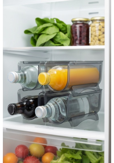 4 Parça Buzdolabı Şişe Düzenleyici Seti, Buzdolabı Düzenleyici Şişe Organizer Füme