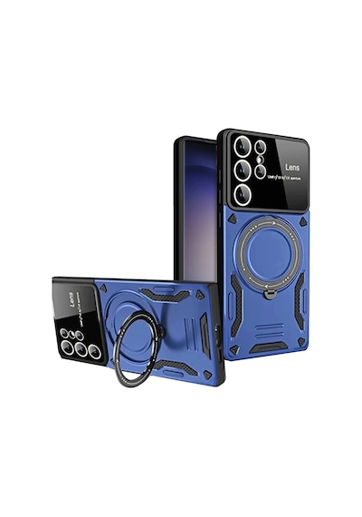 Samsung Galaxy S25 Ultra Kılıf Joy Lens Standlı Kapak - Lacivert 0.2M-Çok Renkli