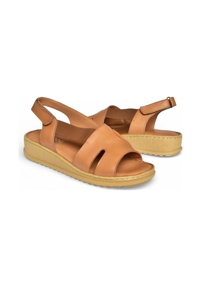 Fox Shoes Y555554003 Taba Hakiki Deri Günlük Kadın Sandalet Taba