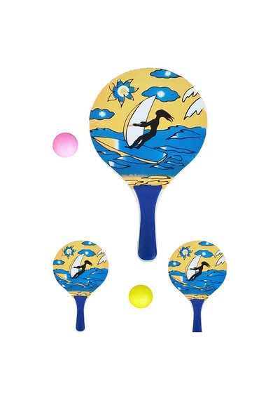 Beach Ball Tahta Raket Iki Adet Raket Bir Adet Top Mevcut. Çok Renkli