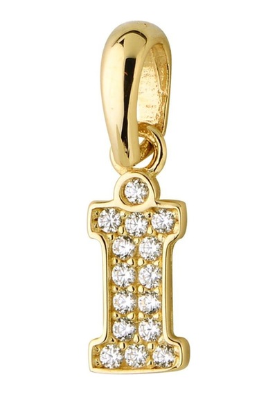 Goldkupe 14 Ayar Altın İ Harfi Taşlı Kolye Ucu 0,45 Gr-6343 Altın