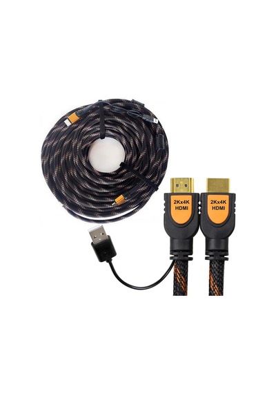Hdmı 2k 4k örgülü gold kaplama hdmı kablosu +usb güç hdmı 25 metre