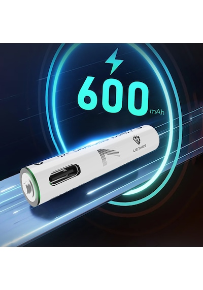 Lenyes Aaa107 Type-c Şarj Portlu Şarj Edilebilir Aaa Lityum-ion Pil 600mwh 1.5v 2 Adet