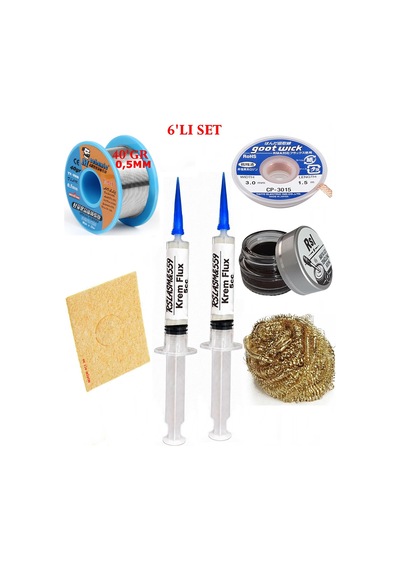 Lehimleme Seti 40 G 0,5 Mm Lehim Teli Cp-3015 Lehim Fitili Flux Lehim Toplama Havya Uc Temizleyici Seti Tk263