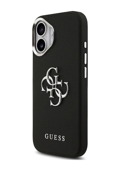 Apple Uyumlu iPhone 17 Kılıf Guess Lisanslı Pu Deri 4g Büyük Metal Logo Dizaynlı Kapak Siyah