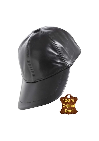 Unisex %100 Deri Arkadan Ayarlanabilir Baseball Kep Şapka Siyah