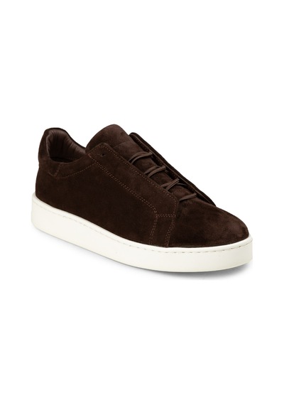 Deery Erkek Gizli Bağcıklı Hakiki Süet Kahverengi Sneaker - 04444mkhve02
