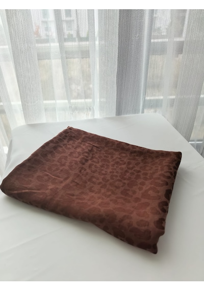 Laurel Scarf Leopar Desen Pamuk Ayrobin Jakar Şal Kiremit