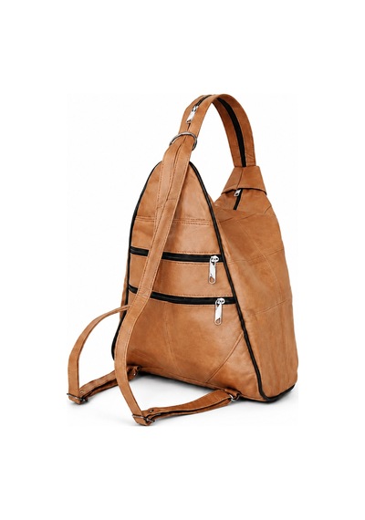 Levano Leather %100 Hakiki İtalyan Kuzu Derisi Kadın Sırt Çantası Kahverengi
